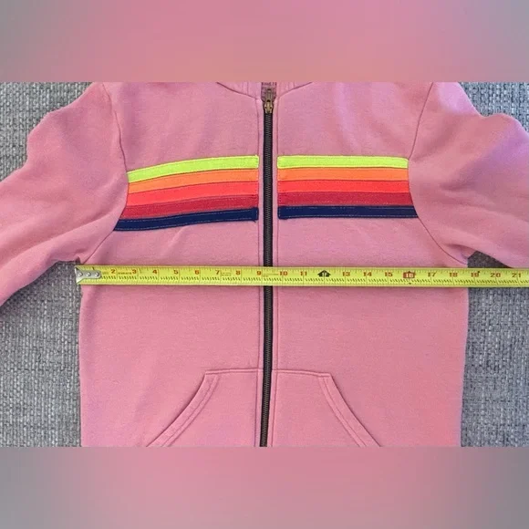 Aviator Nation 🌈 Pink Neon Stripe Zip Hoodie (M) & Sweatpants (XS) Set - Picture 5 of 10